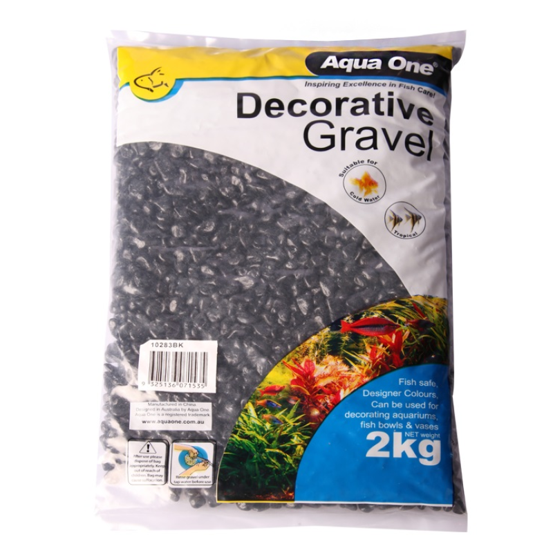 Aqua One Gravel - Black (7mm), Size: 2 kg