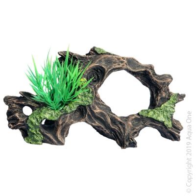 Aqua One Ornament - Driftwood with plant 17.5x7x9.5cm