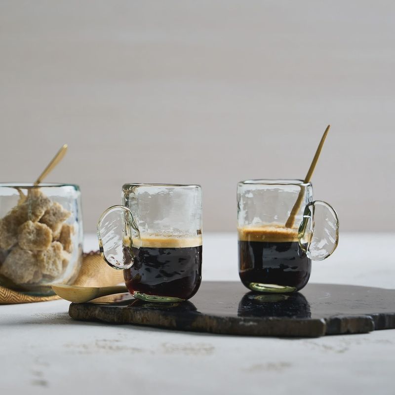 Pebbled Glass Espresso Cups Set of 2