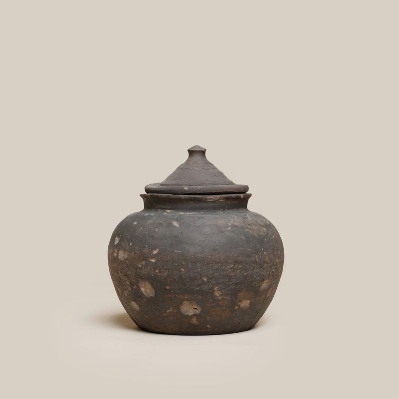 Lidded Village Jar