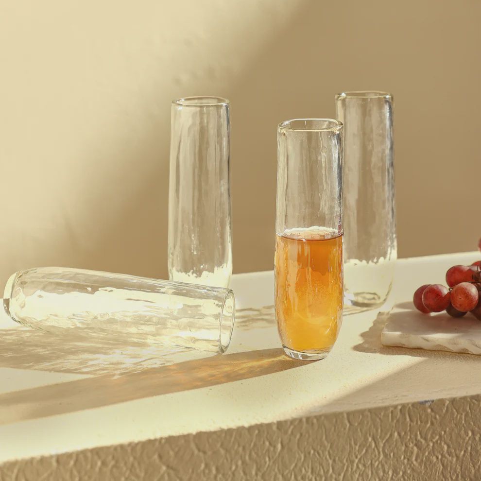 Pebbled Glass Champagne Flute