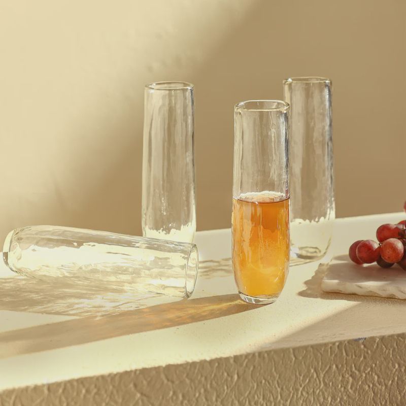 Pebbled Glass Champagne Flute