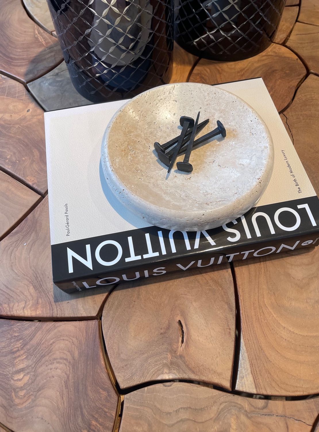 Travertine Round Low Bowl