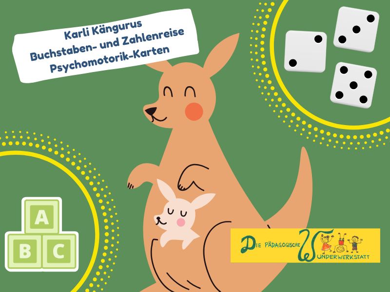 Karli Känguru´s Buchstaben- und Zahlenreise (Psychomotorik Karten)