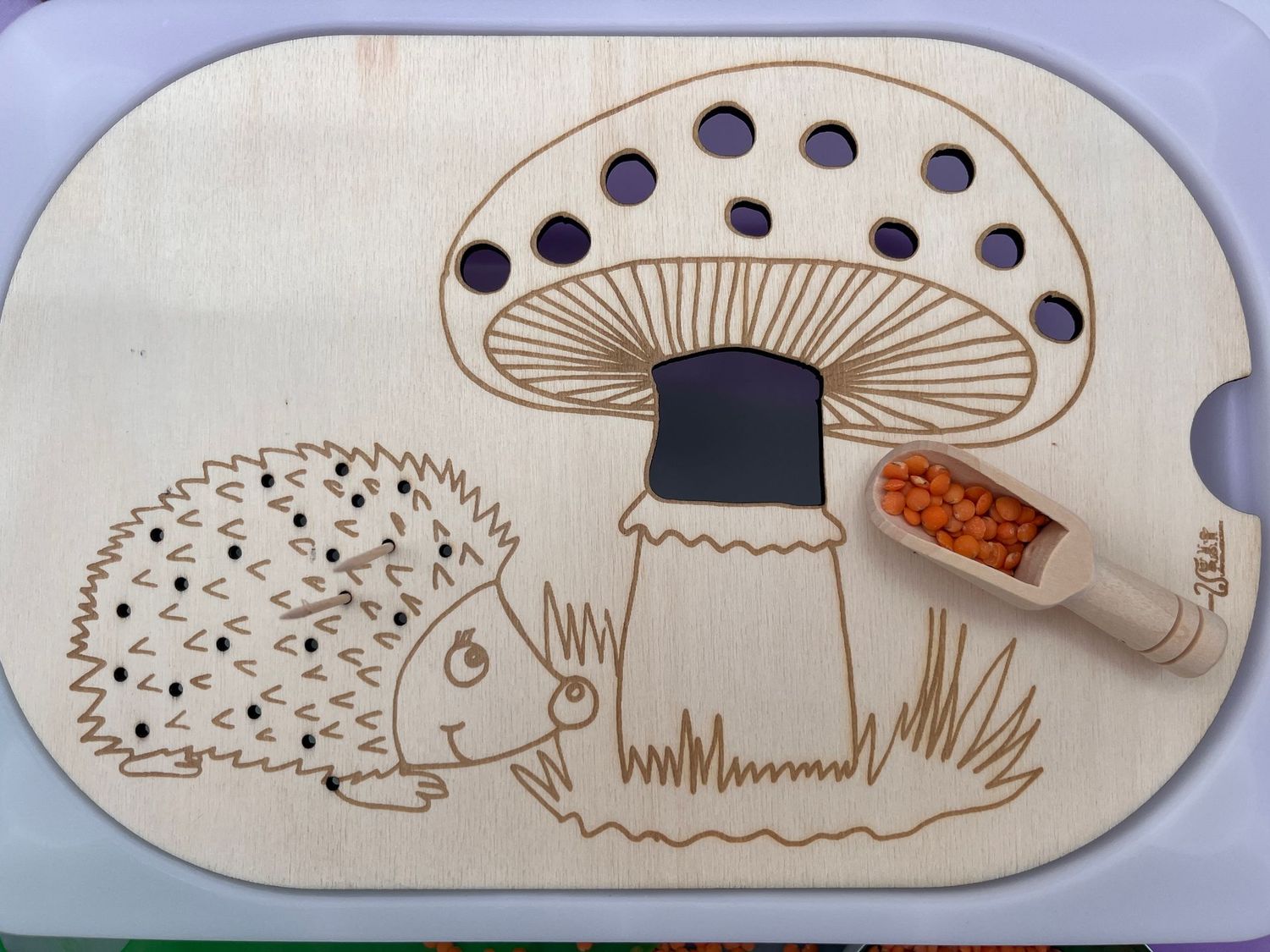 Aktivitätsplatte Igel und Pilz klein