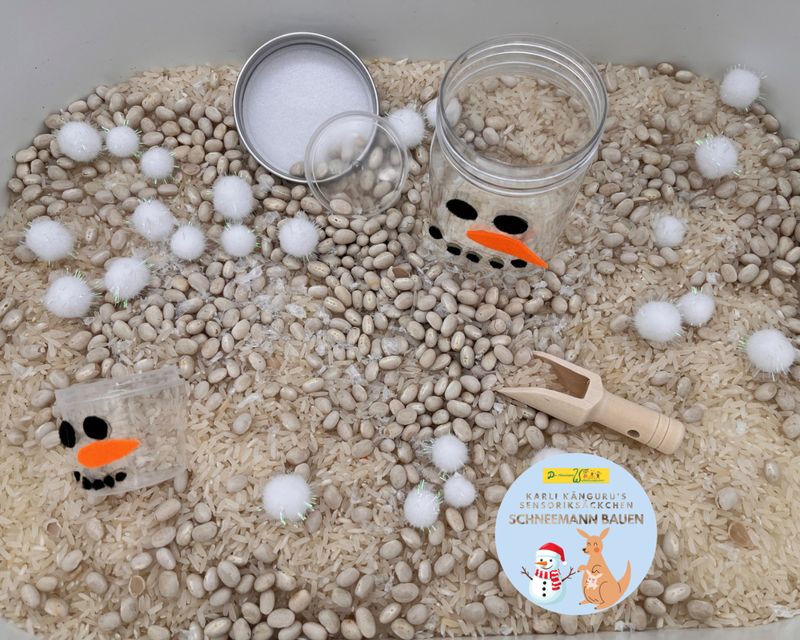 Karli Kängurus Sensoriksäckchen "Schneemann bauen"