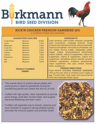 Kickin Chicken Game Bird Feed 50lb