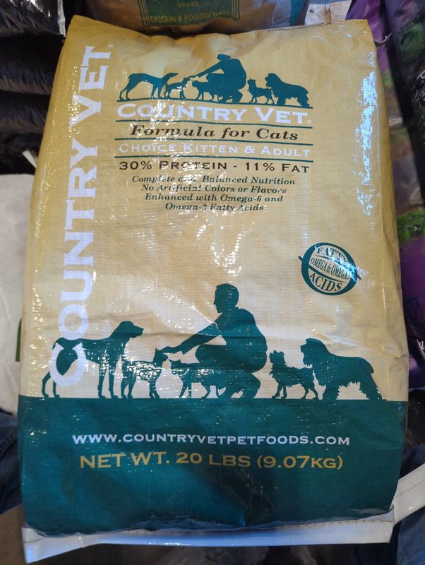 Country Vet Cat Food 30% Protein/11% Fat 20lb
