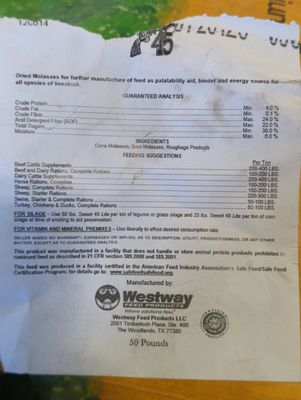 Dried Molasses 50lb