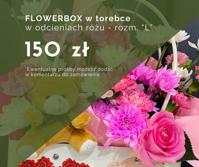 FLOWERBOX "L" w torebce w odcieniach różu