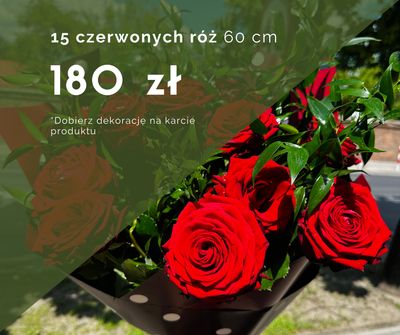Bukiet 15 czerwonych róż