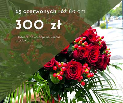Bukiet 15 czerwonych róż