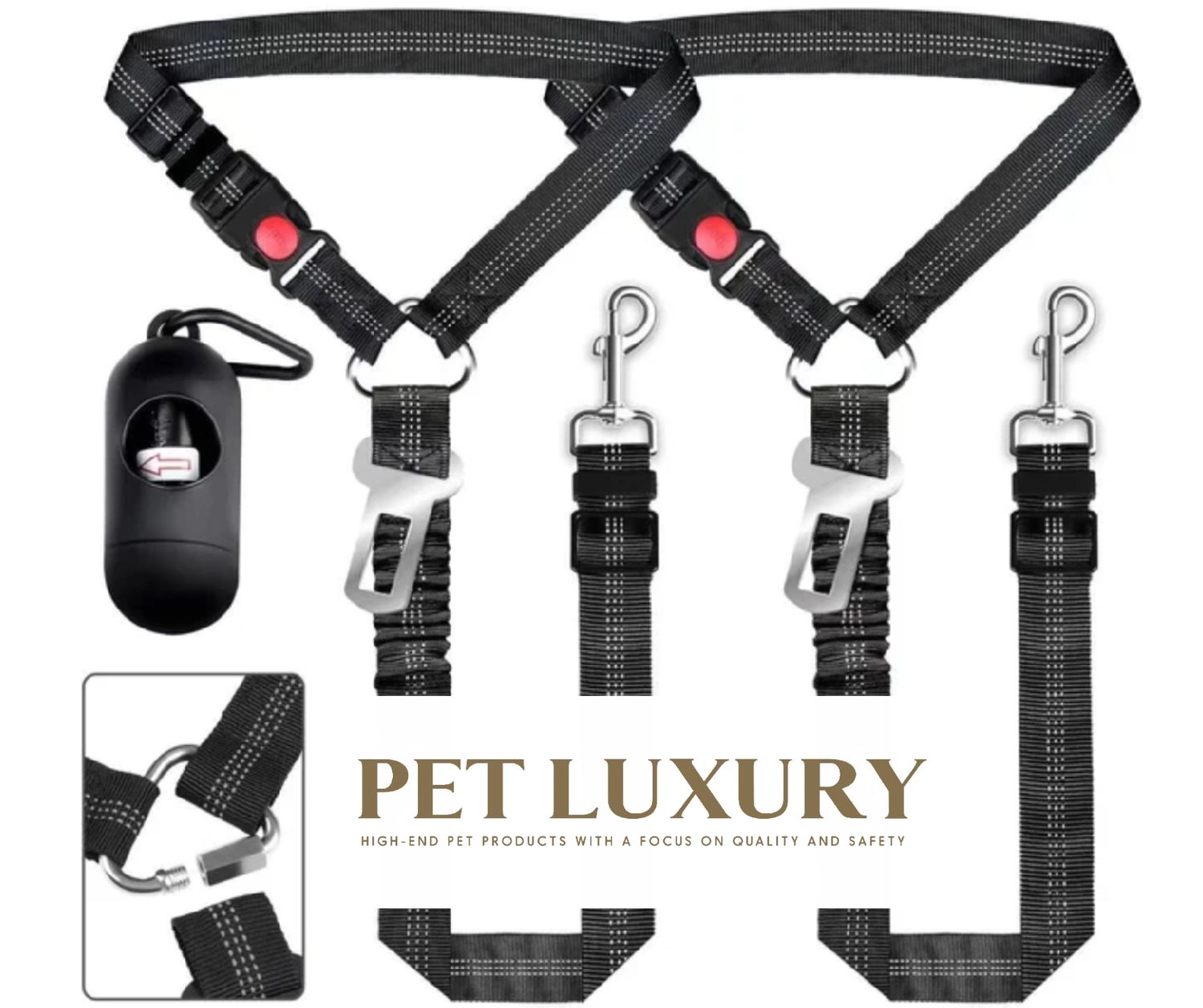 PetPro 4 in 1™ harnesses, leashes, collar and Car Restraint ( Black)