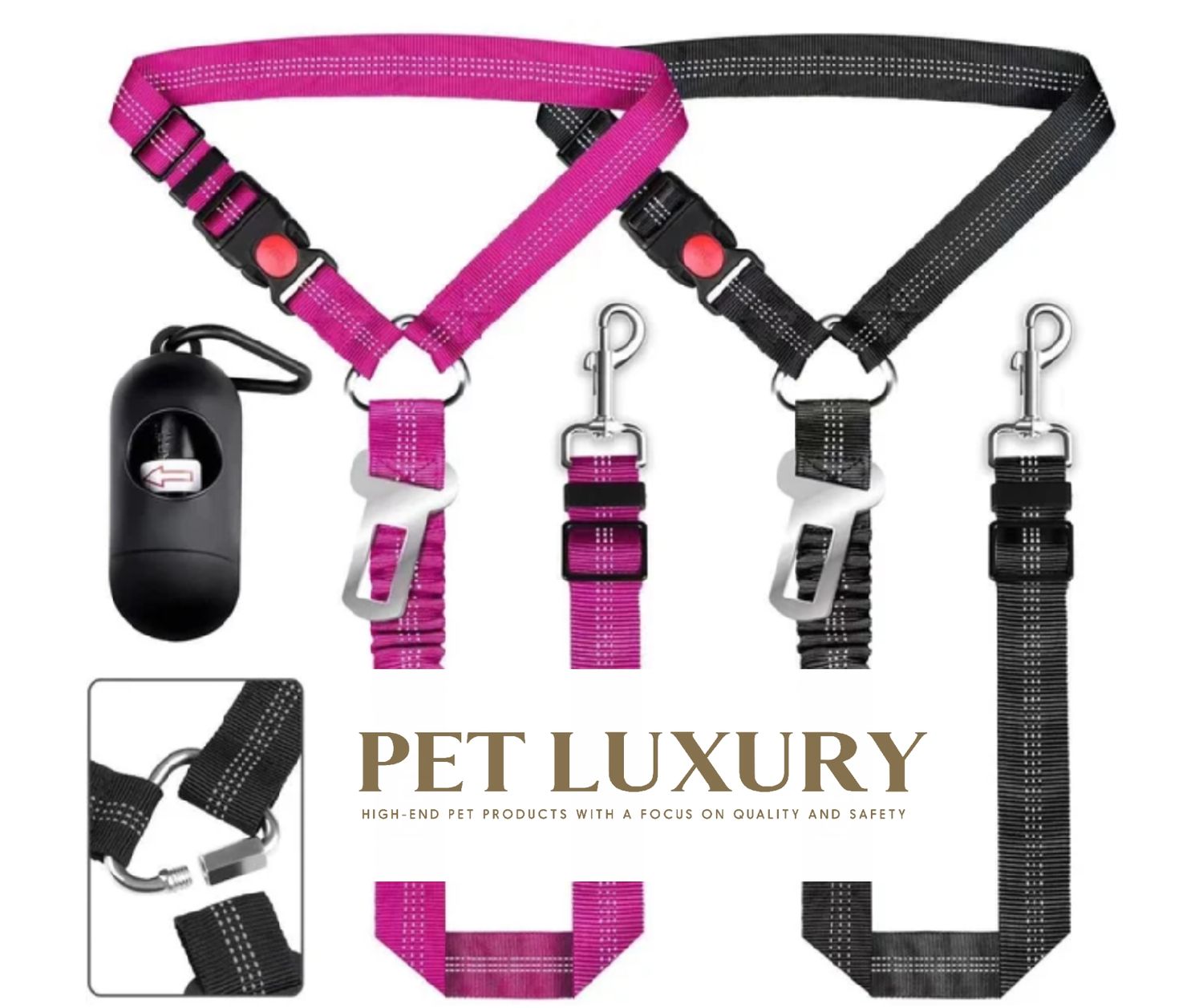 ​The PetPro 4 in 1™ harnesses, leashes, collar and Car Restraint (Pink)