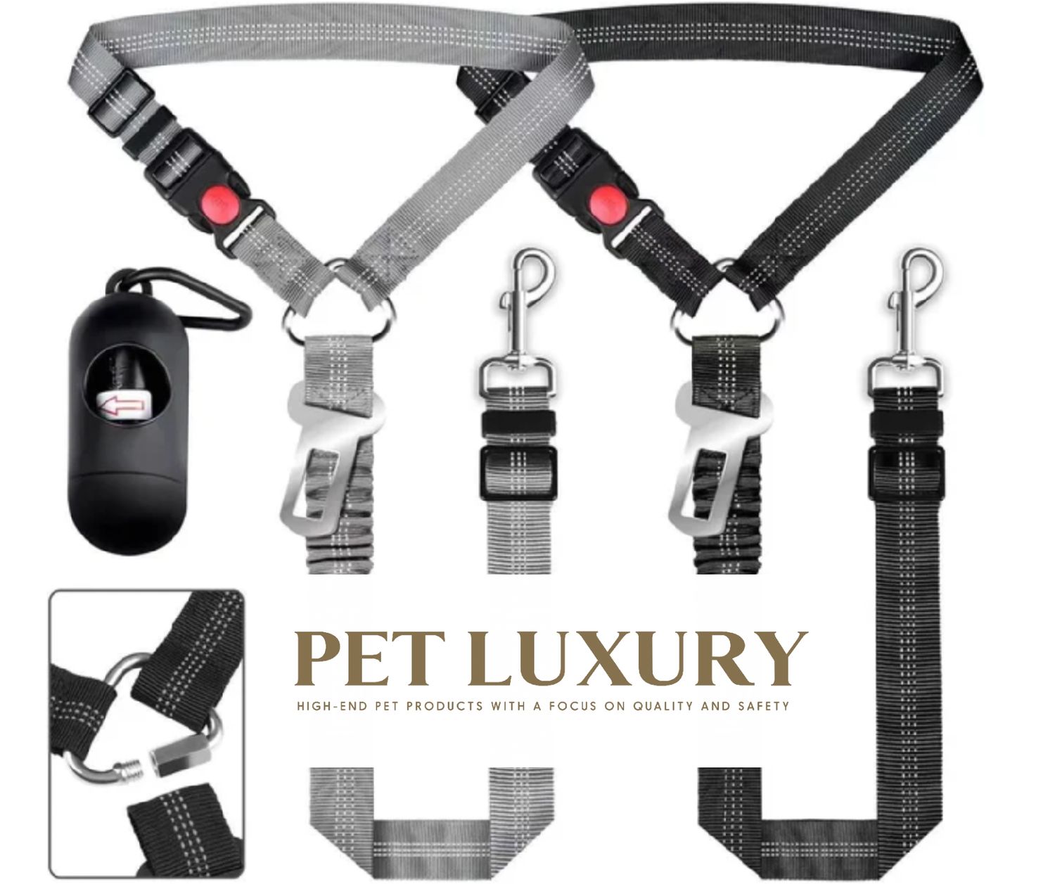 ​The PetPro 4 in 1™ harnesses, leashes, collar and Car Restraint (Gray)