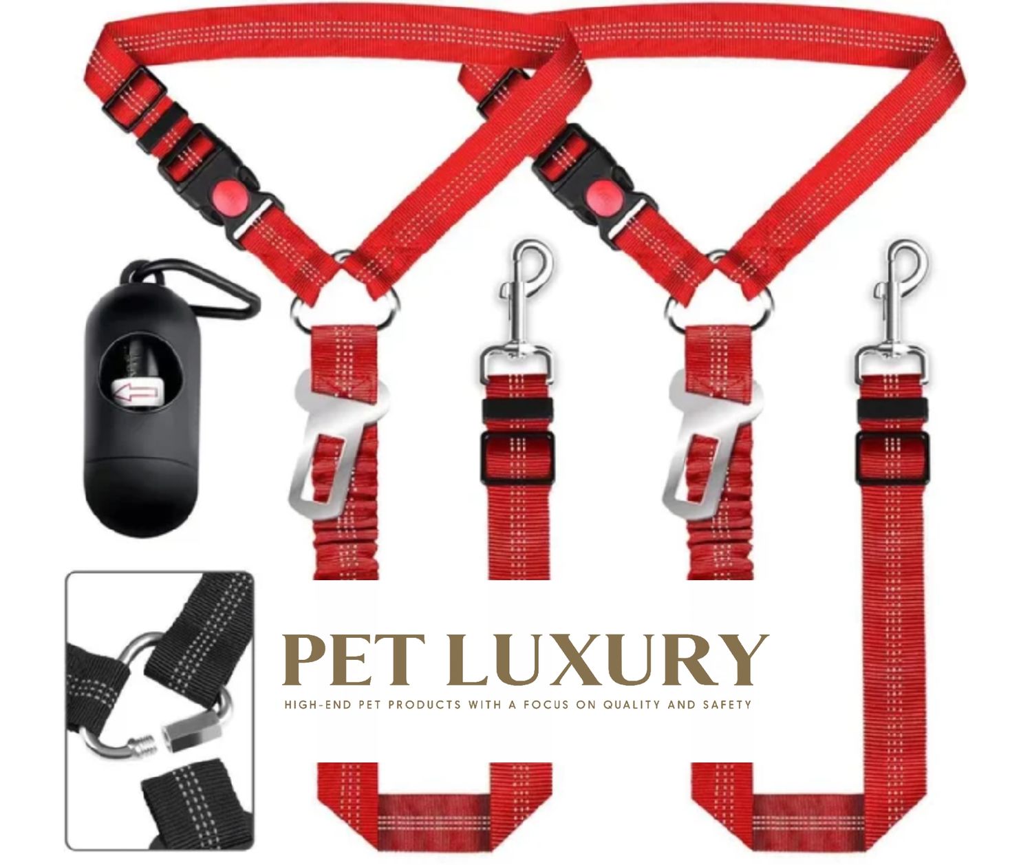 The PetPro 4 in 1™ harnesses, leashes, collar and Car Restraint (Red)