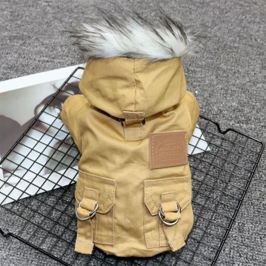 Pet Luxury FuzzyFur Winter Pet Jacket-Beige