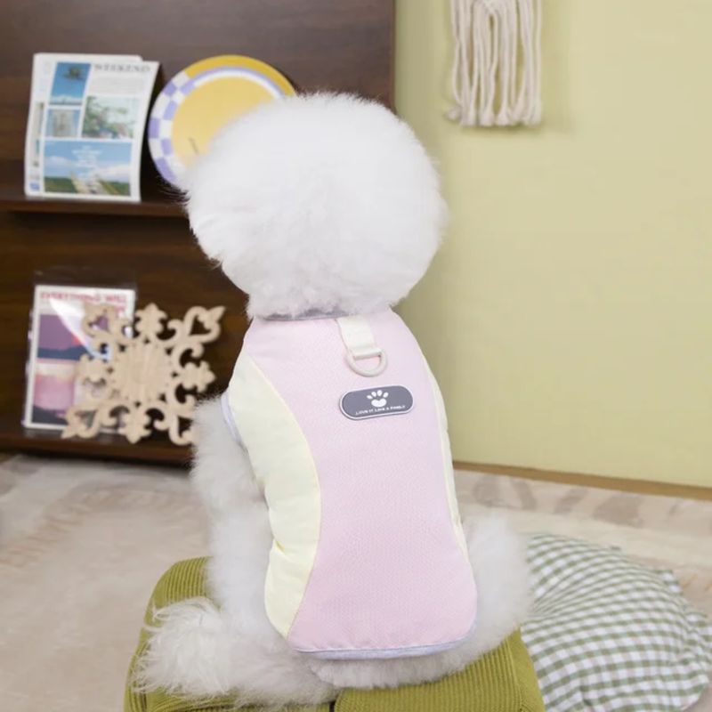 Pastel Pink Yellow Pet Shirt With Harness Hold