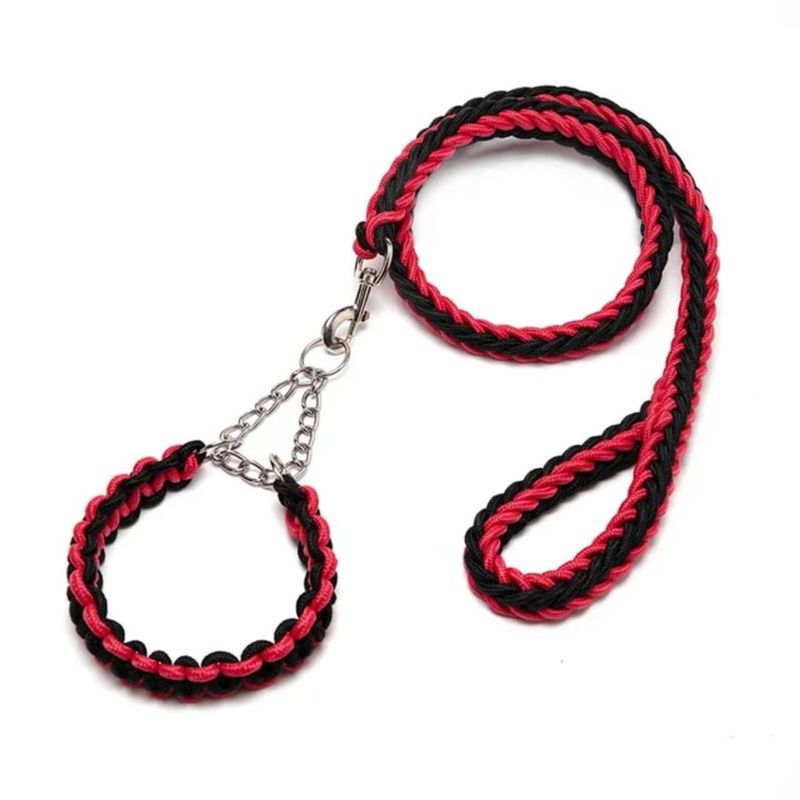 VIP PAWS Dog Collar And Leach ( Red and black)