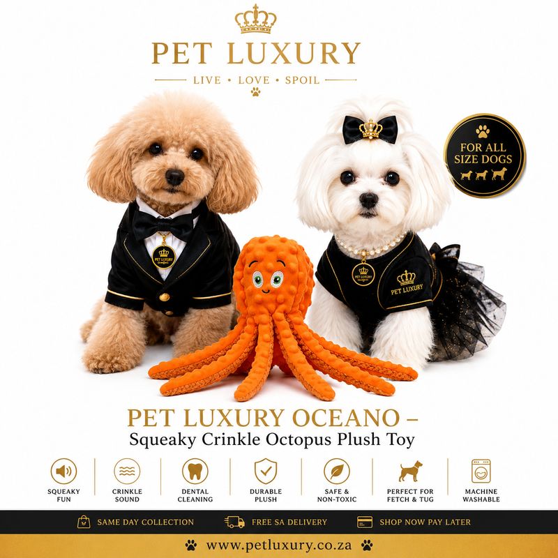PET LUXURY OCEANO – Squeaky Crinkle Octopus Plush Toy