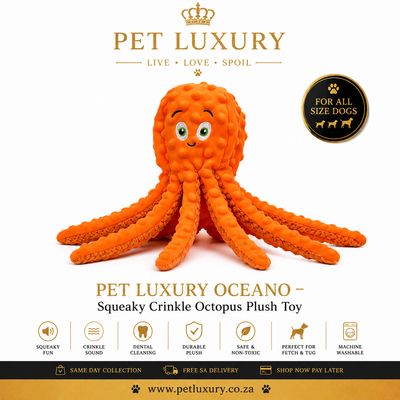 PET LUXURY OCEANO – Squeaky Crinkle Octopus Plush Toy PET LUXURY OCEANO – Squeaky Crinkle Octopus Plush Toy