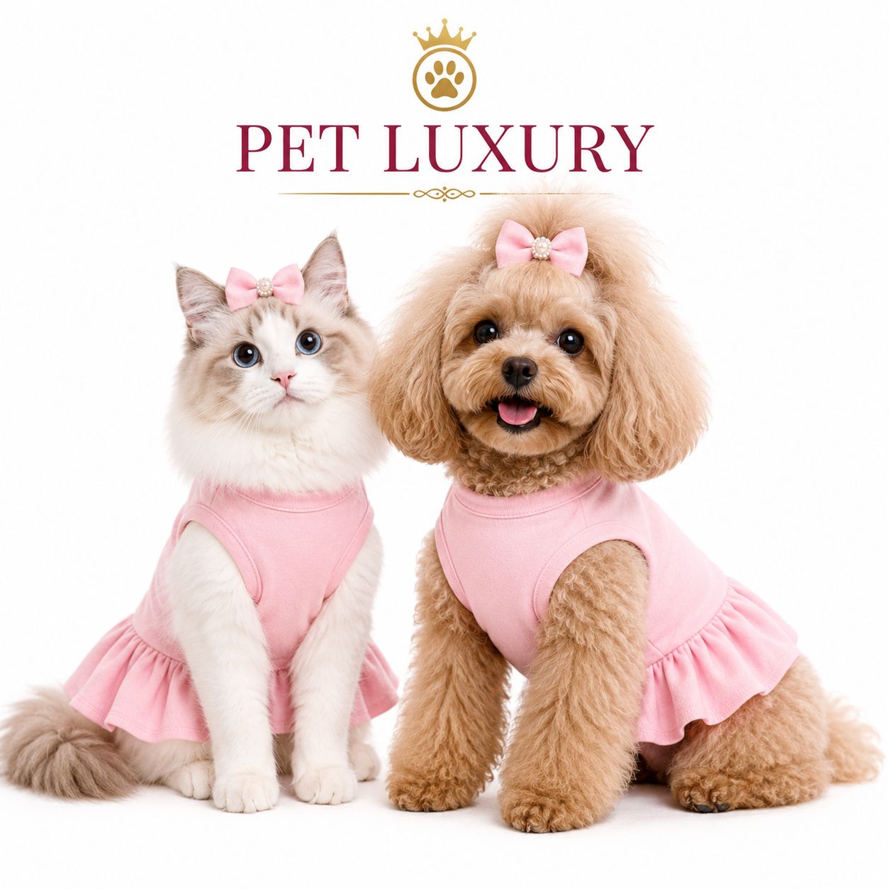 Pet Luxury Magische Dog or Cat Dress – Midnight Noir - Soft Pink