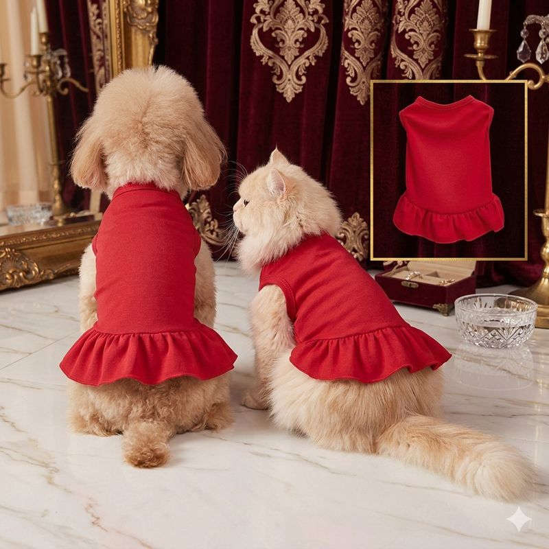 Magische Dog Or Cat Dress-Red Magische Dog Or Cat Dress-Red