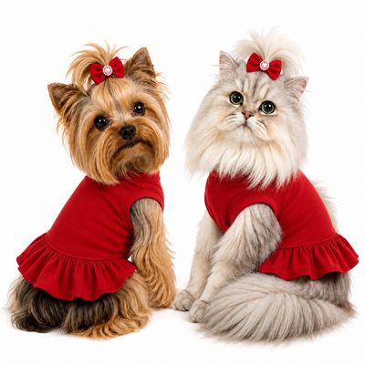 Pet Luxury Magische Dog or Cat Dress – Midnight Noir - Red Pet Luxury Magische Dog or Cat Dress – Midnight Noir - Red