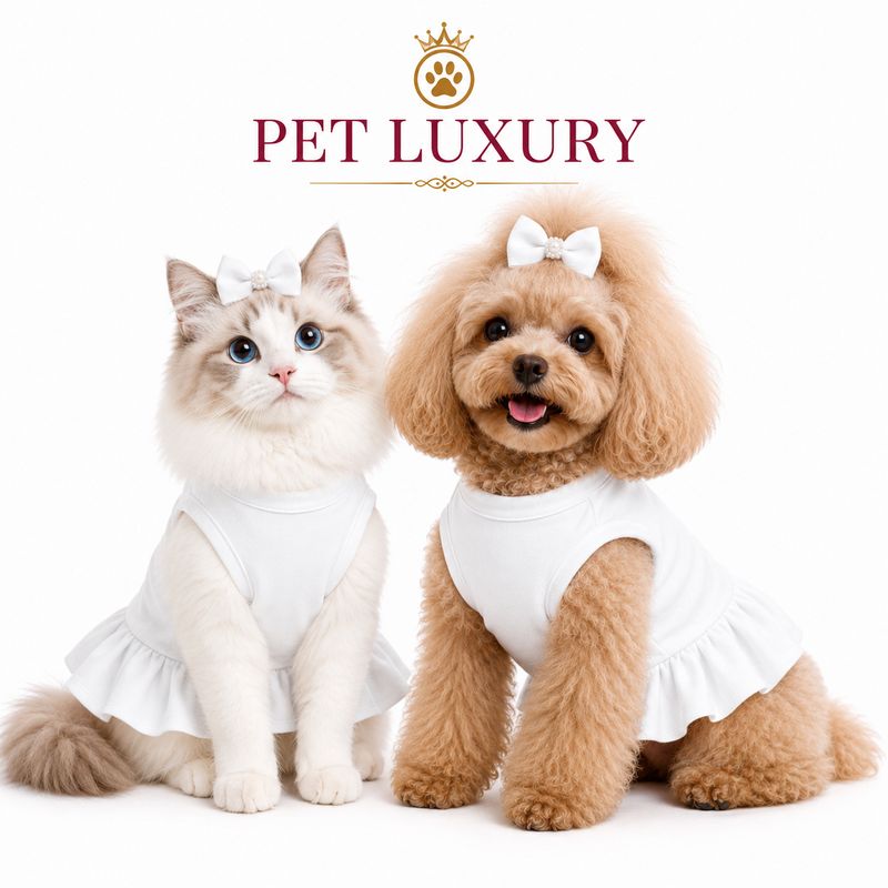 Pet Luxury Magische Dog or Cat Dress – Midnight Noir - White Pet Luxury Magische Dog or Cat Dress – Midnight Noir - White