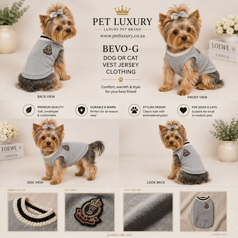 Bevo-G Dog Or Cat Jersey Vest Clothing - Grey