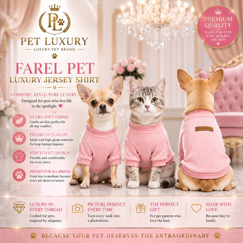 Farel Pet Luxury Dog And Cat Jersey Shirt - Soft Pink