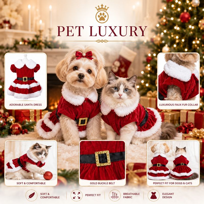 Miss Claus Dog And Cat Pet Luxury Dress