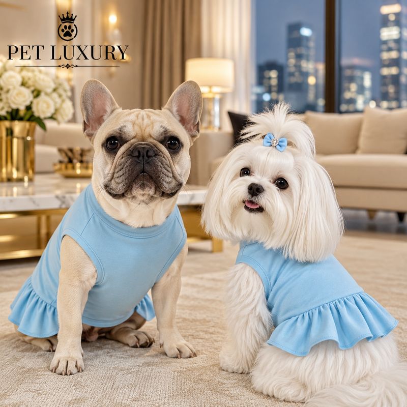 Pet Luxury Magische Dog or Cat Dress – Midnight Noir - Baby Blue