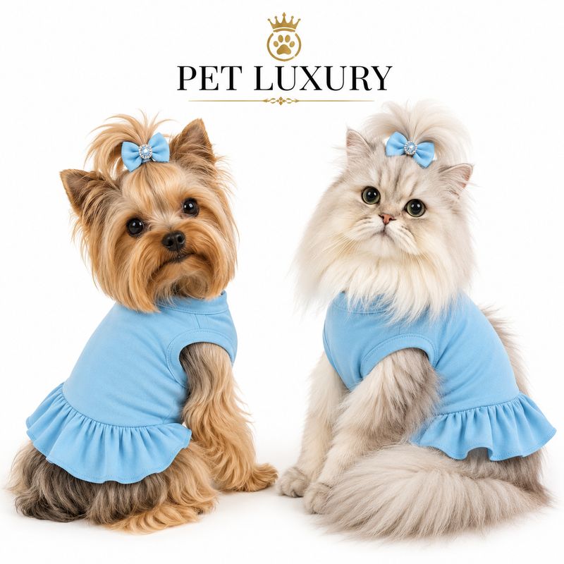 Pet Luxury Magische Dog or Cat Dress – Midnight Noir - Baby Blue