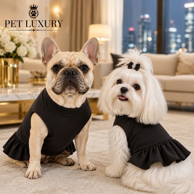 Pet Luxury Magische Dog or Cat Dress – Midnight Noir - Black