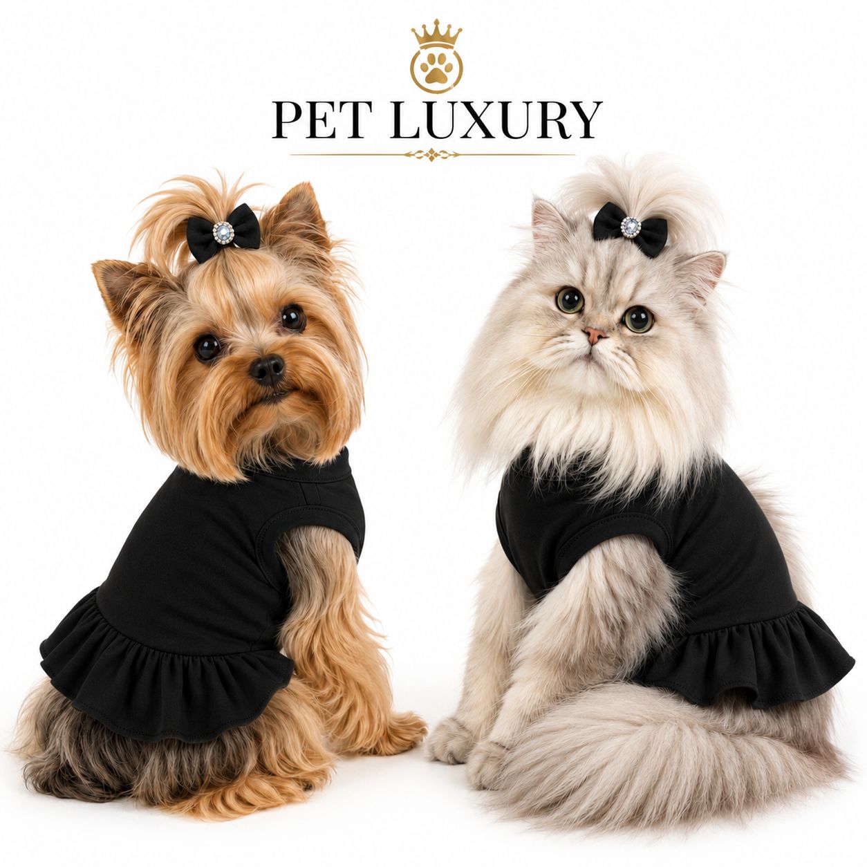 Pet Luxury Magische Dog or Cat Dress – Midnight Noir - Black