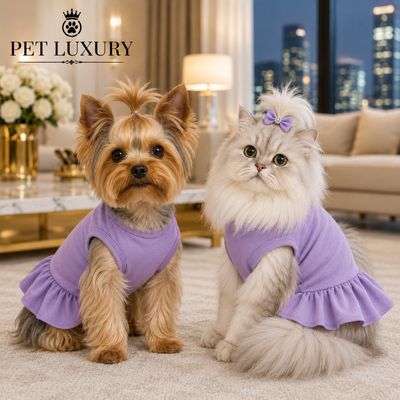 Pet Luxury Magische Dog or Cat Dress – Midnight Noir - Light Purple