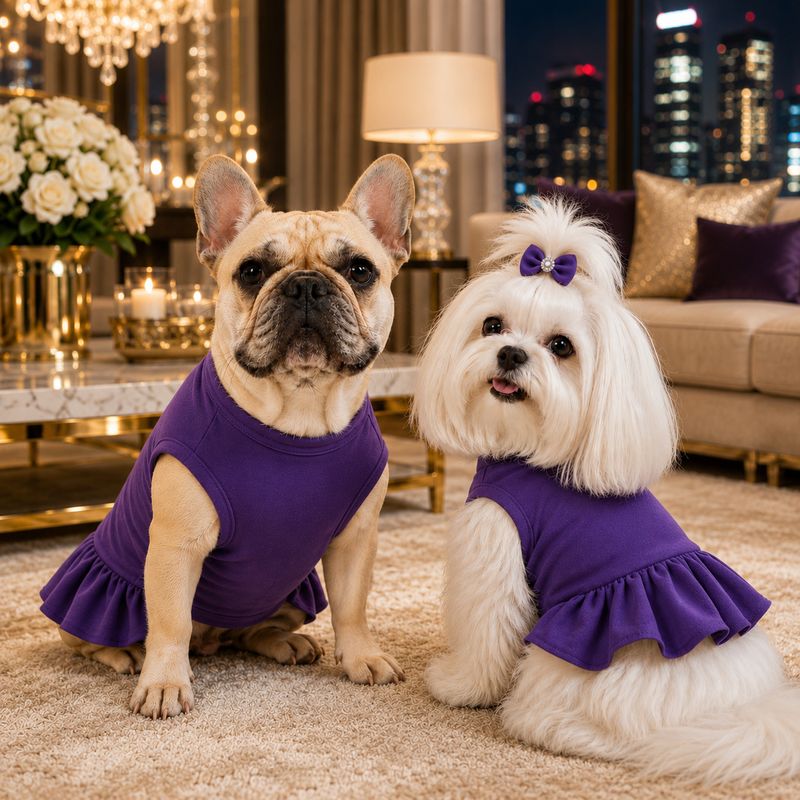 Pet Luxury Magische Dog or Cat Dress – Midnight Noir - Royal Purple