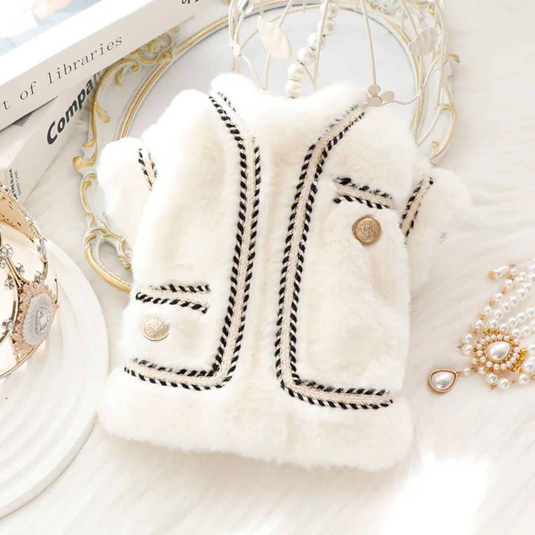 A-List Royal Fluffy Dog Jacket-White