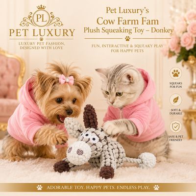 Pet Luxury's Cow Farm Fam plush Squeaking Toy - Donkey