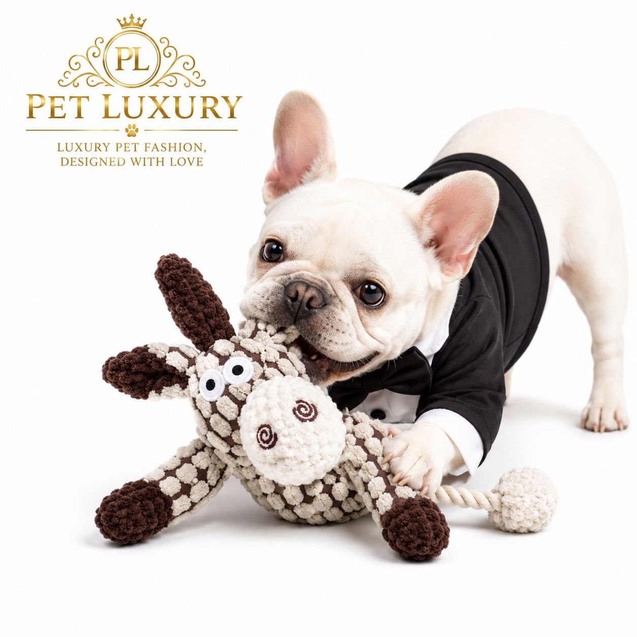Pet Luxury's Cow Farm Fam plush Squeaking Toy - Donkey