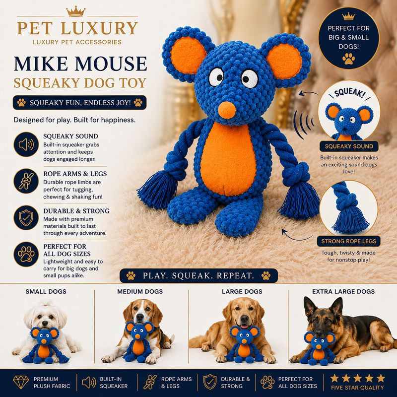 Mike Mouse Squeaky Dog Toy