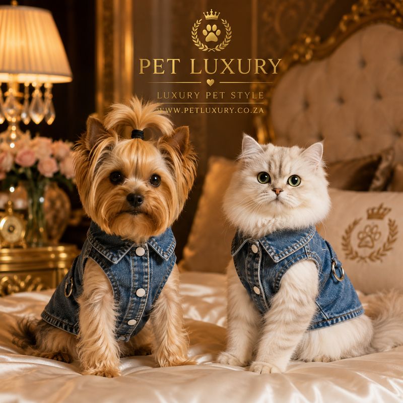 Denim G-Z Pet Luxury Dog & Cat Jacket with Harness Holder