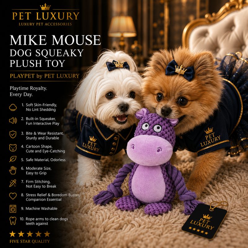 Hippie Hipo Pet Plush Squeaky Toy