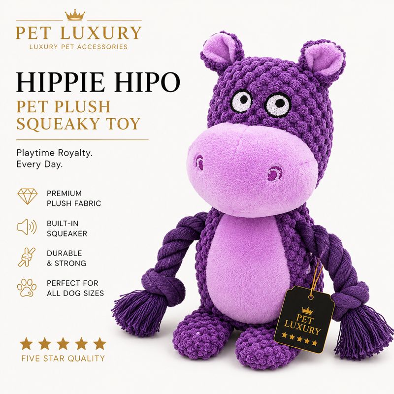 Hippie Hipo Pet Plush Squeaky Toy Hippie Hipo Pet Plush Squeaky Toy