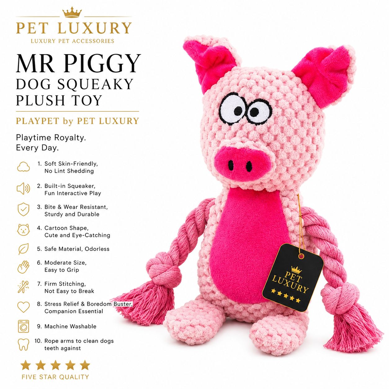 Mr Piggy Dog Squeaky Plush Toy