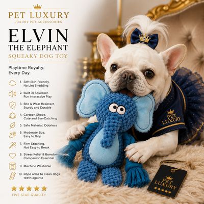 Elvin The Elephant Squeaky Dog Toy