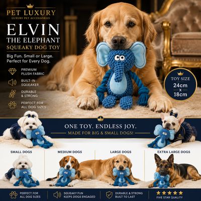Elvin The Elephant Squeaky Dog Toy