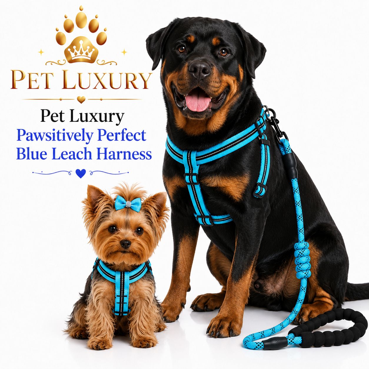 Pet Luxury Pawsitively Perfect Blue Leach Harness
