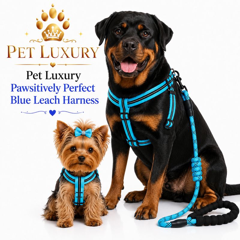 Pet Luxury Pawsitively Perfect Blue Leach Harness